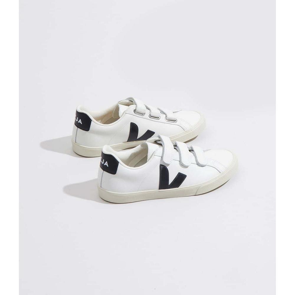 Women's Veja 3-LOCK LEATHER Sneakers White/Black | SG 610QMA